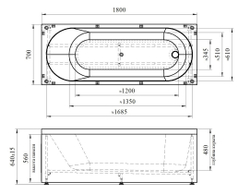 Акриловая ванна Radomir Vanessa (Радомир Ванесса) Виктория 180х70, с каркасом