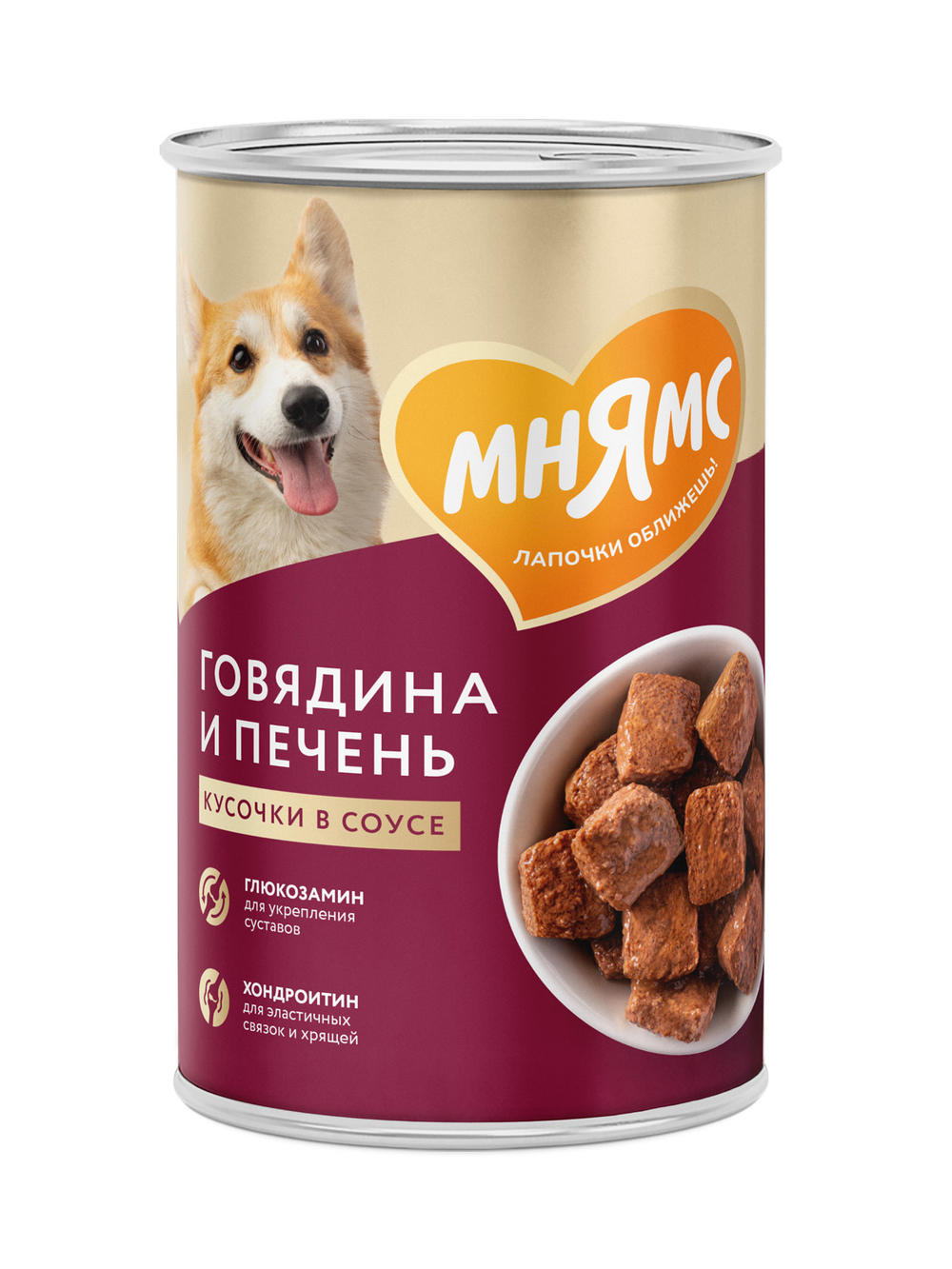 Влажный корм Мнямс На каждый день Кусочки в соусе с говядиной и печенью для собак «ЗДОРОВЫЕ СУСТАВЫ» 400 г