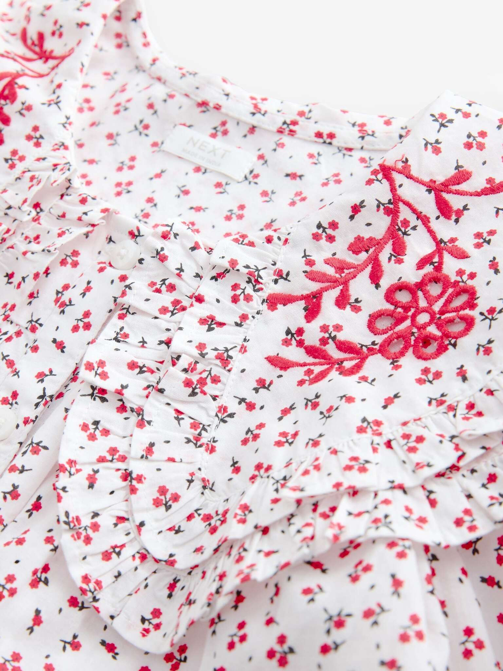 Блуза с воротником для девочки Next E32-661, Белый, Красный