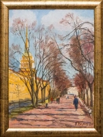 Картина маслом Мартовский день в Александровском саду Белых