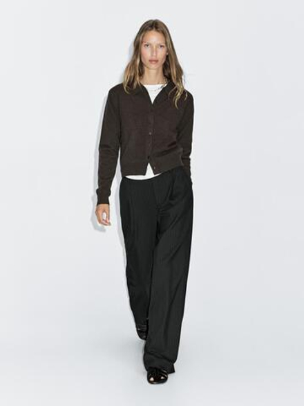 Massimo Dutti Кардиган из 100% шерсти, коричневый