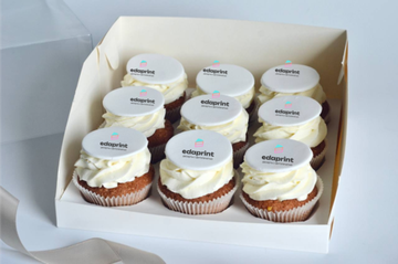 Капкейки с логотипом, печать на мастике, упаковка на 9 шт