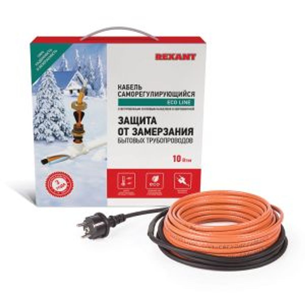 Кабель греющий саморегулирующийся пищевой модель SRP 10HTM2-CT, готовый комплект в трубу, 10м/100Вт