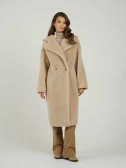 Шуба женская чебурашка тедди из эко меха, бежевая, SilverFox