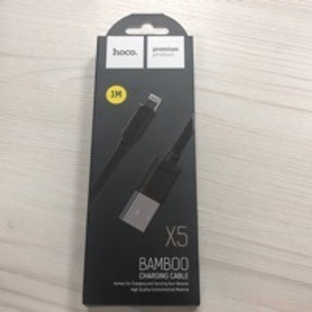 Кабель USB - Lightning (для iPhone) Hoco X5 (плоский) Черный