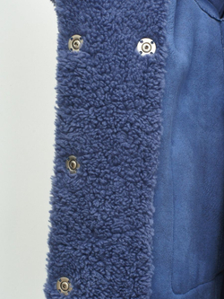 Шуба женская чебурашка тедди экомех, синяя, SilverFox
