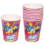 Стакан бумажный 0,2л в наборе 10 шт «HAPPY B-DAY!», Розовый