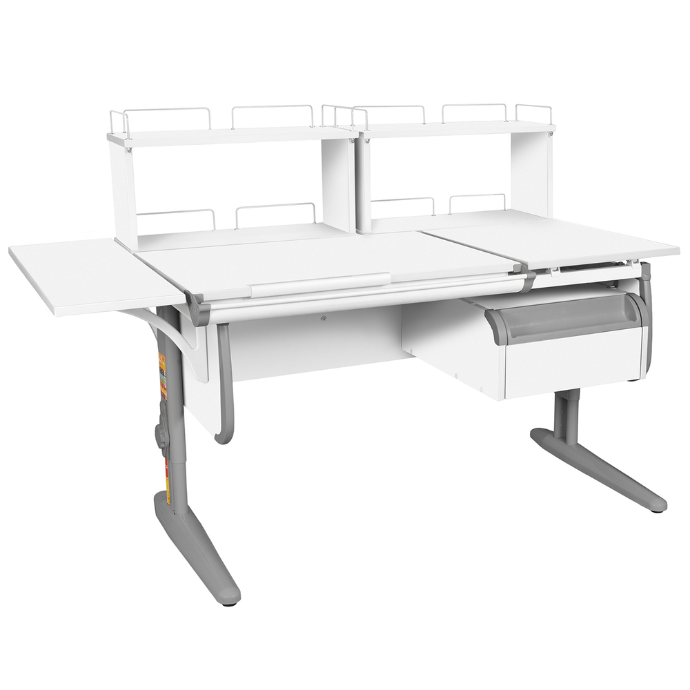 Растущая парта с навесной тумбой, задними и боковой полками Дэми СУТ 25-05-Б1Д2 (1500×880 мм)