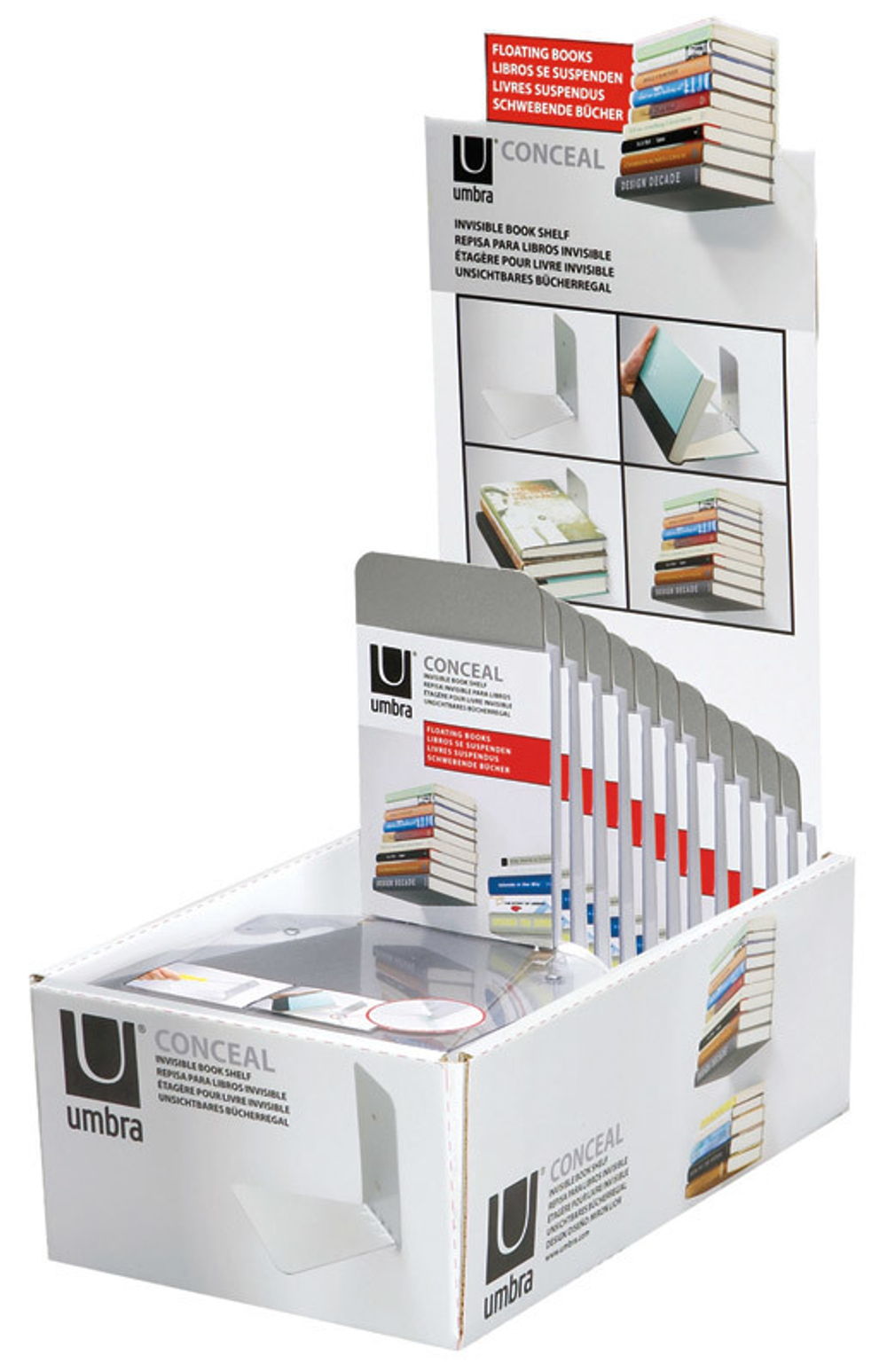 Полка книжная Conceal большая сталь Umbra