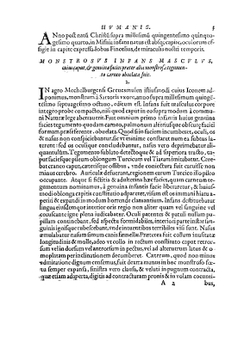 Monstrorum historia memorabilis. Monstrosa humanorum partum miracula, stupendis conformationum formulis ab vtero materno enata, viuis exemplis, obseruationibus, & picturis, referens : accessit analogicum argumentum de monstris brutis : supplementi loco a | Schenk von Grafenberg
