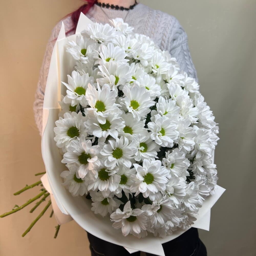 Букет из белых кустовых хризантем в фоамиране -L