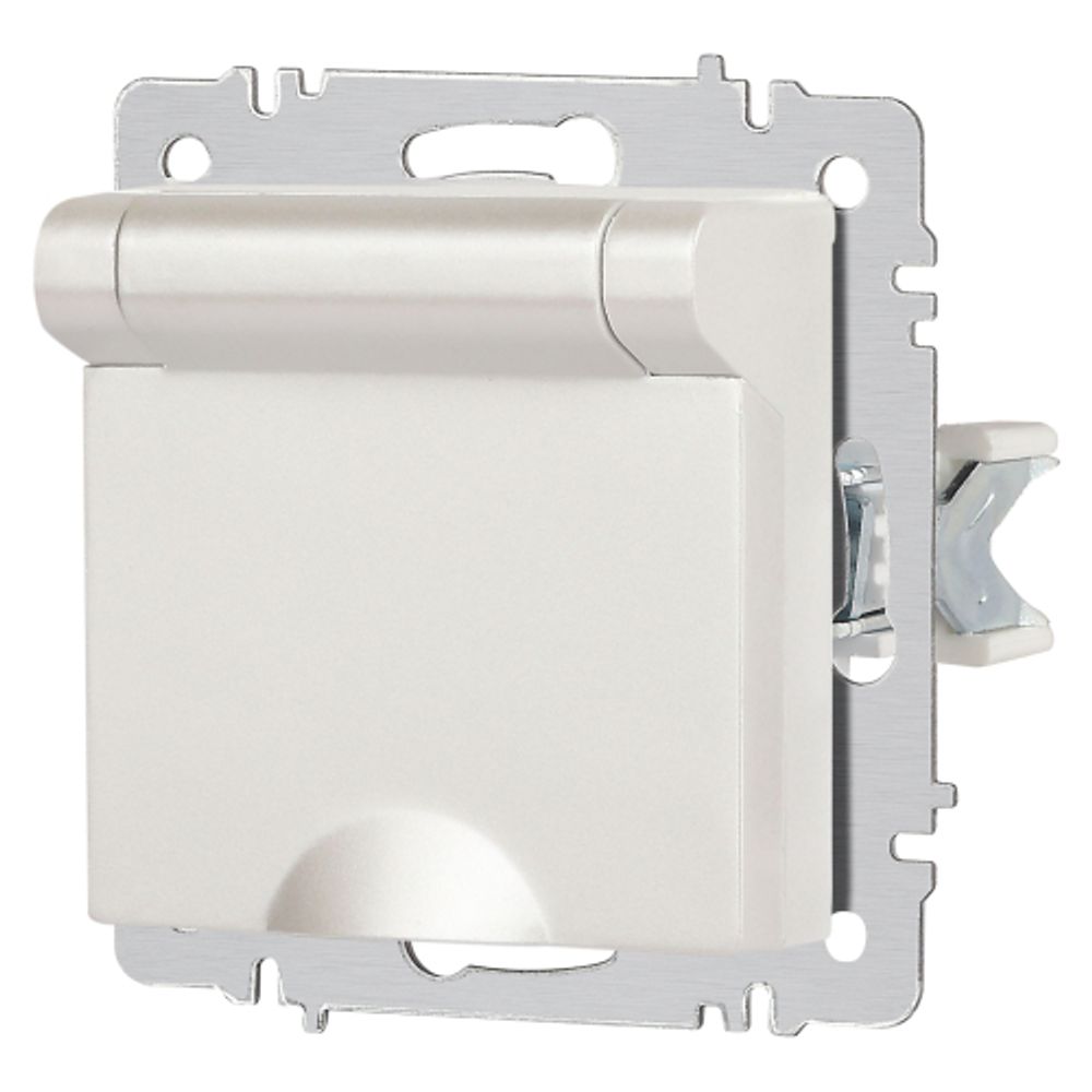 Розетка Intro Accent 6-203-06 с заземлением 2P+E Schuko с крышкой 16А-250В IP20 СУ AL/CU перламутр