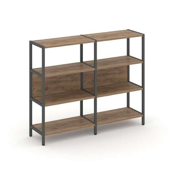 Shelf System Двухсекционный стеллаж трехярусный SN.STM-321 Дуб Табак/Металл Антрацит 1590*400*1246