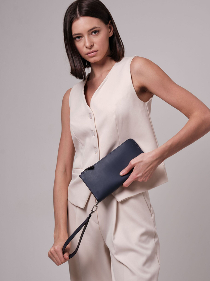 Клатч кожаный темно-фиолетовый