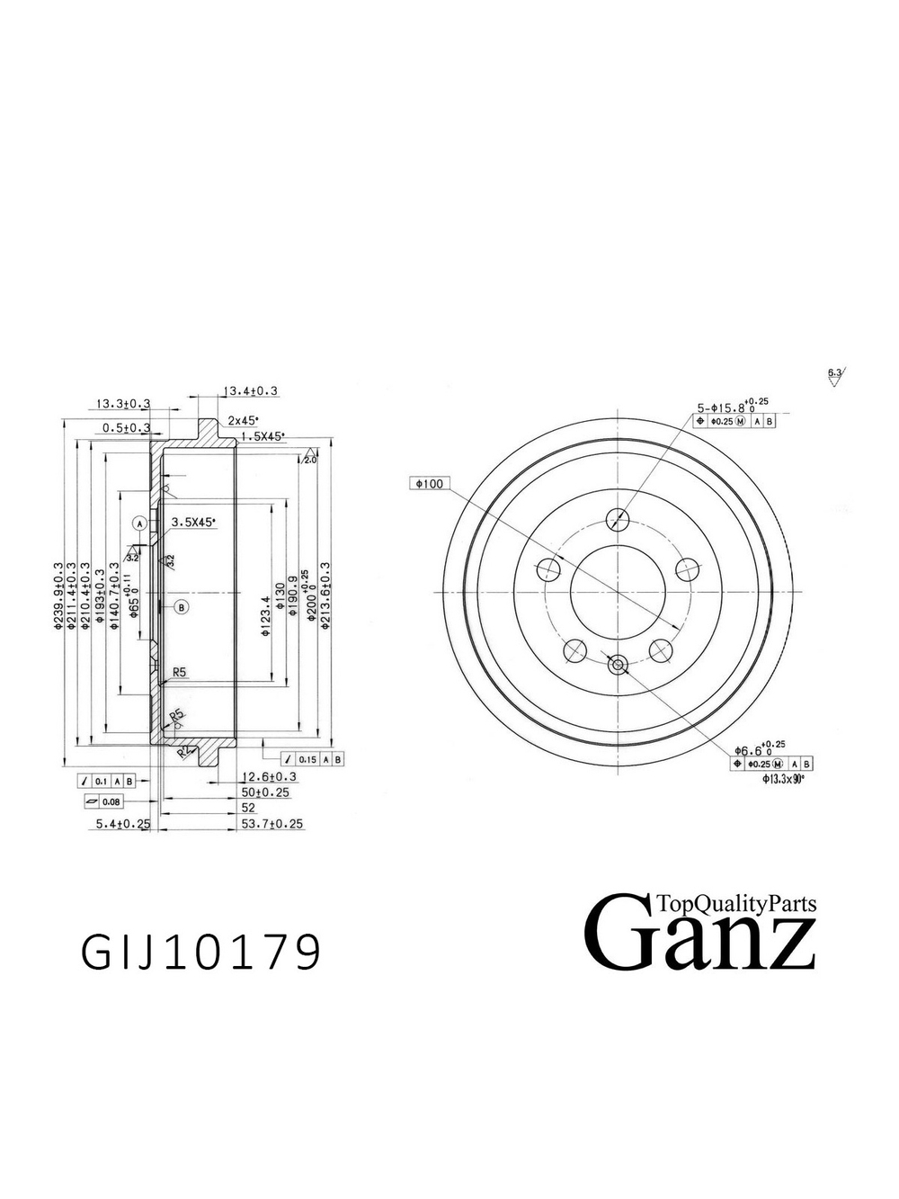 Барабан тормозной VW Polo/SKODA Fabia/AUDI A2/SEAT Ibiza/Cordoba GANZ GIJ10179