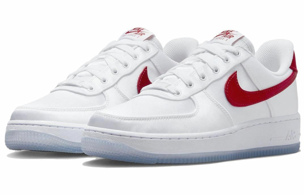 Кроссовки Nike Air Force 1 Low Satin "White Red" (Женская размерная сетка)