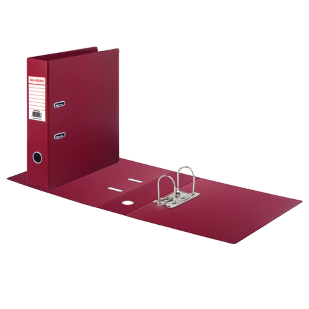 Регистратор 70мм BRAUBERG двухсторонний ПВХ, см. инф. окно, бордовый