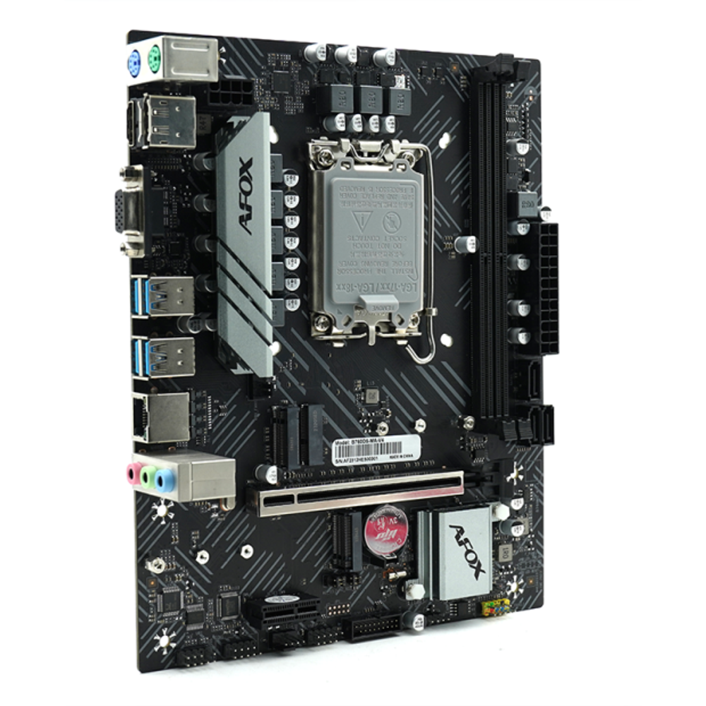 Материнская плата AFOX B760D5-MA-V4, Socket1700, mATX, Retail, 2xDDR5, PCIe4.0, 2xM.2, GLAN, M.2 WiFi, 2xPS/2, 2xUSB2, 6xUSB3, VGA, HDMI, DP