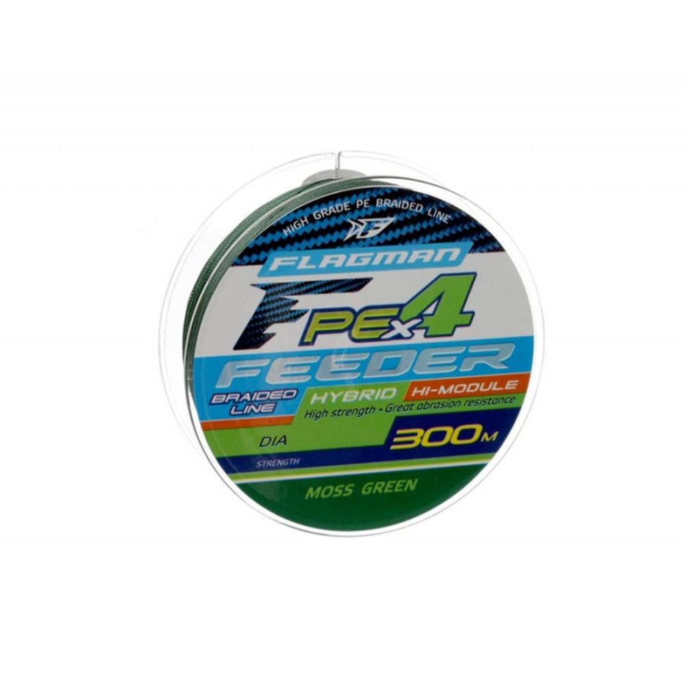 FLAGMAN Шнур PE Hybrid F4 Feeder 300м Moss Green 0,12мм 6,4кг 14lb