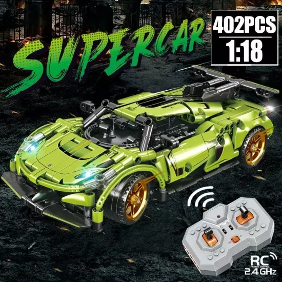 Конструктор радиоуправляемый гоночный авто SuperCar , 402 деталей ( зелёный ) , масштаб 1:18