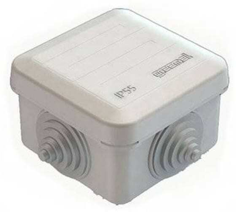 Короб распределительный ОП 70*70*40мм IP 55 4 вх.Greenel GE41236 серый 678488