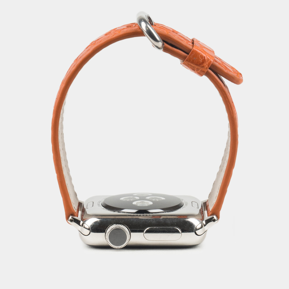 Ремешок для Apple Watch 40/41/42 mm из кожи аллигатора, оранжевого цвета