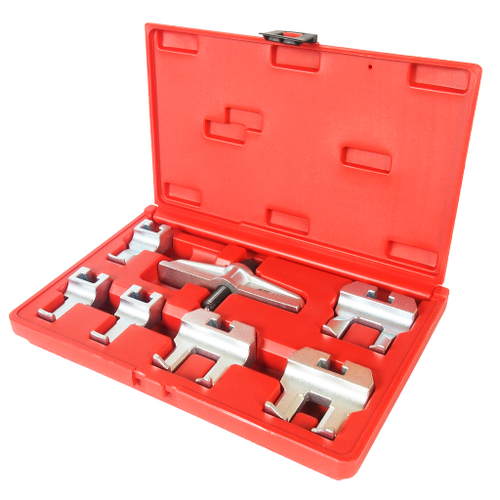 JTC-4320 - Набор инструментов для демонтажа шкива распредвала (VW AUDI) в кейсе JTC -  
Специально предназначен для демонтажа 5- и 6-лучевого приводного шкива распределительного вала. 
Применение: автомобили Фольксваген (Volkswagen), Ауди (Audi), Шкода (Skoda). (А)4 и 6-цилиндровые двигатели TDI, двигатели V6-V8. (В)4-цилиндровый инжекторный двигатель (двигатель FSI 2.0 л.) 
Упаковка: прочный переносной кейс.  
Габаритные размеры: 280/180/60 мм. (Д/Ш/В)  
Вес: 2400 гр.