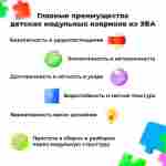 ЭВА-плитка красно-синяя 100×100×2 см - мягкий коврик-пазл, ромбы, 50 шт.