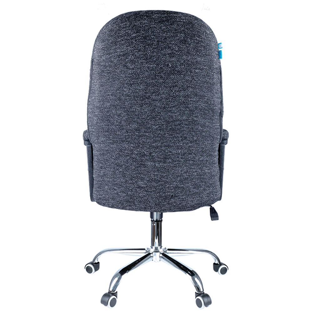 Кресло руководителя Helmi HL-E89 "Blocks" LUX, ткань SY черно-cерая, мягкий подлокотник, хром