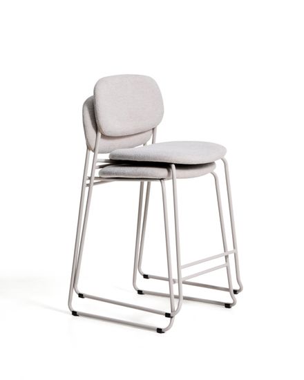 Полубарный стул Meli из бежевой синели с металлическими ножками, 65 см