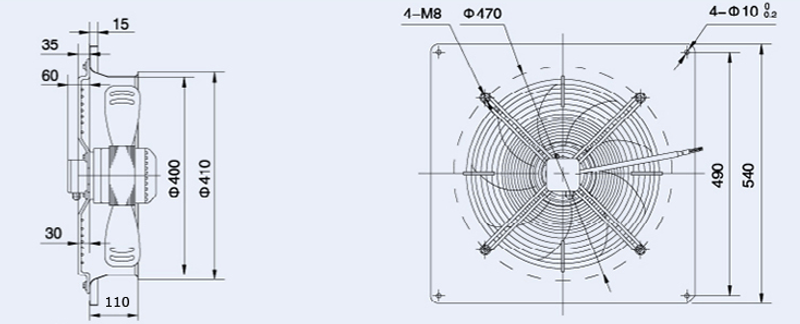 Вентилятор Weiguang YWF-4D-400-S(B)-92/25-B (YWF(K)4D400-ZF)
