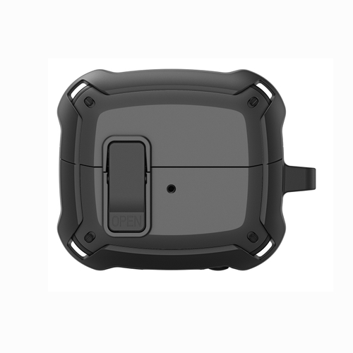 Усиленный чехол черного цвета от Dux Ducis для наушников Samsung Buds 3 и Buds 3 Pro, серия SECH Series Case, в комплекте с карабином