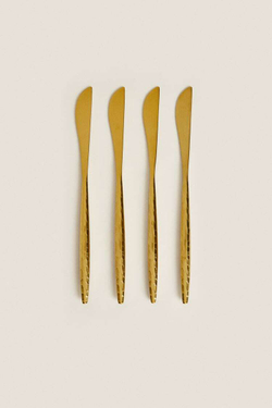ZARA HOME НАБОР НОЖЕЙ С РЕЛЬЕФНОЙ РУЧКОЙ, ЗОЛОТОЙ