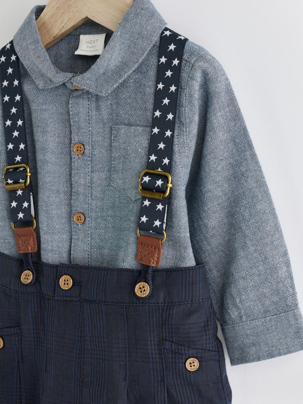 Боди с длинным рукавом и брюки на подтяжках в комплекте для малышей Next Q96-750, Темно-синий