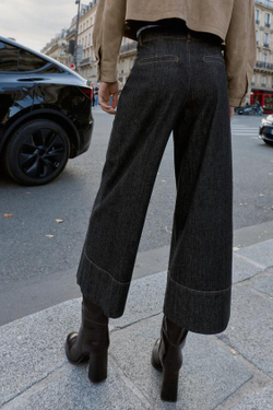 ZARA ДЖИНСЫ Z1975 CULOTTE СО СРЕДНЕЙ ПОСАДКОЙ И КЛАПАНАМИ НА КАРМАНАХ, ЧЕРНЫЙ