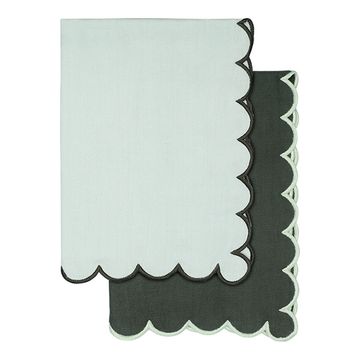 Набор кухонных полотенец с контрастным кантом зеленого цвета из коллекции trendy ruffles, 50х70 см