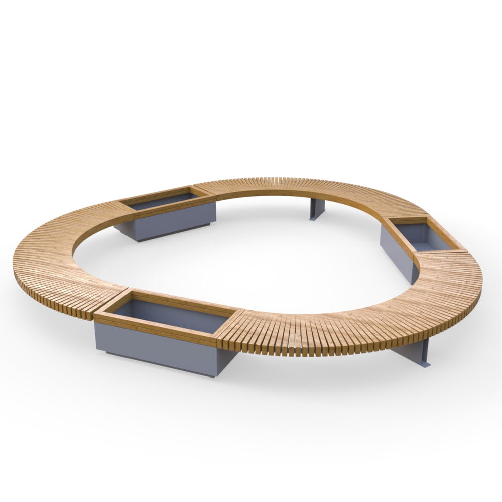 Лавка Rail Road 03 с 3-мя вазонами