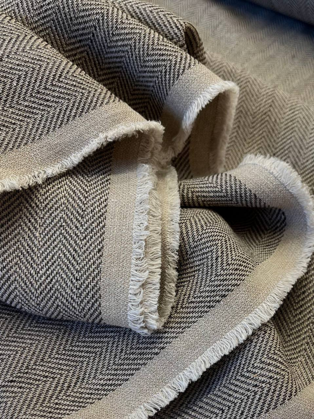 Лен Loro Piana бежевый в елочку