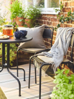 Стол + 2 стула  - LÄCKÖ /LАCKО / VIHOLMEN IKEA/ ЛЭККО/ВИХОЛЬМЕН ИКЕА, 71,5х69 см, черный