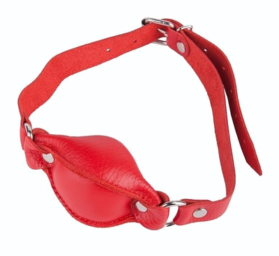 Красный кожаный кляп на регулируемых ремешках (Цвет: красный)