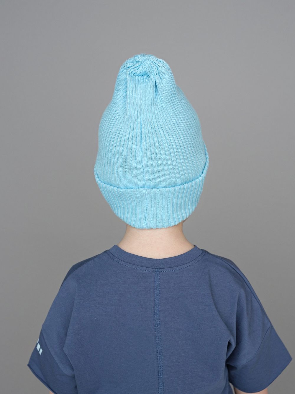 Шапка вязаная-резинка хлопковая КЭП(Голубой)
