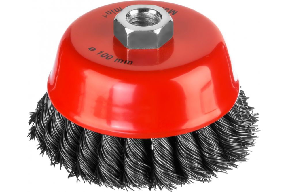 Щетка-крацовка MIRAX чашечная для УШМ двухр, жгут. 35104-100-2   диам 100 мм