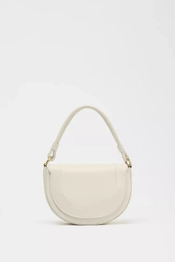 ZARA СУМКА ОВАЛЬНОЙ ФОРМЫ С ПЛЕЧЕВЫМ РЕМНЕМ, ЭКРЮ