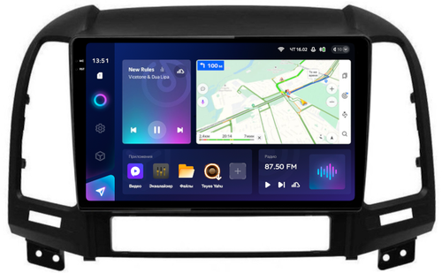 Магнитола для Hyundai Santa Fe 2 CM 2006-2012 (рамка черная) - Teyes CC3-2K QLed Android 10, Быстрая, SIM-слот, CarPlay