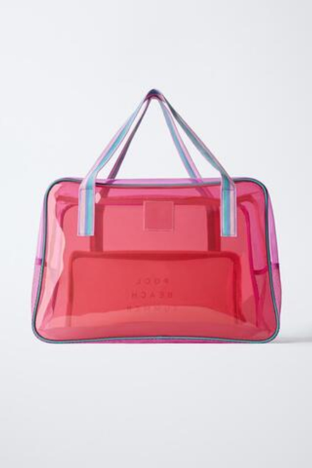ZARA БОЛЬШАЯ ПЛЯЖНАЯ СУМКА, РОЗОВЫЙ