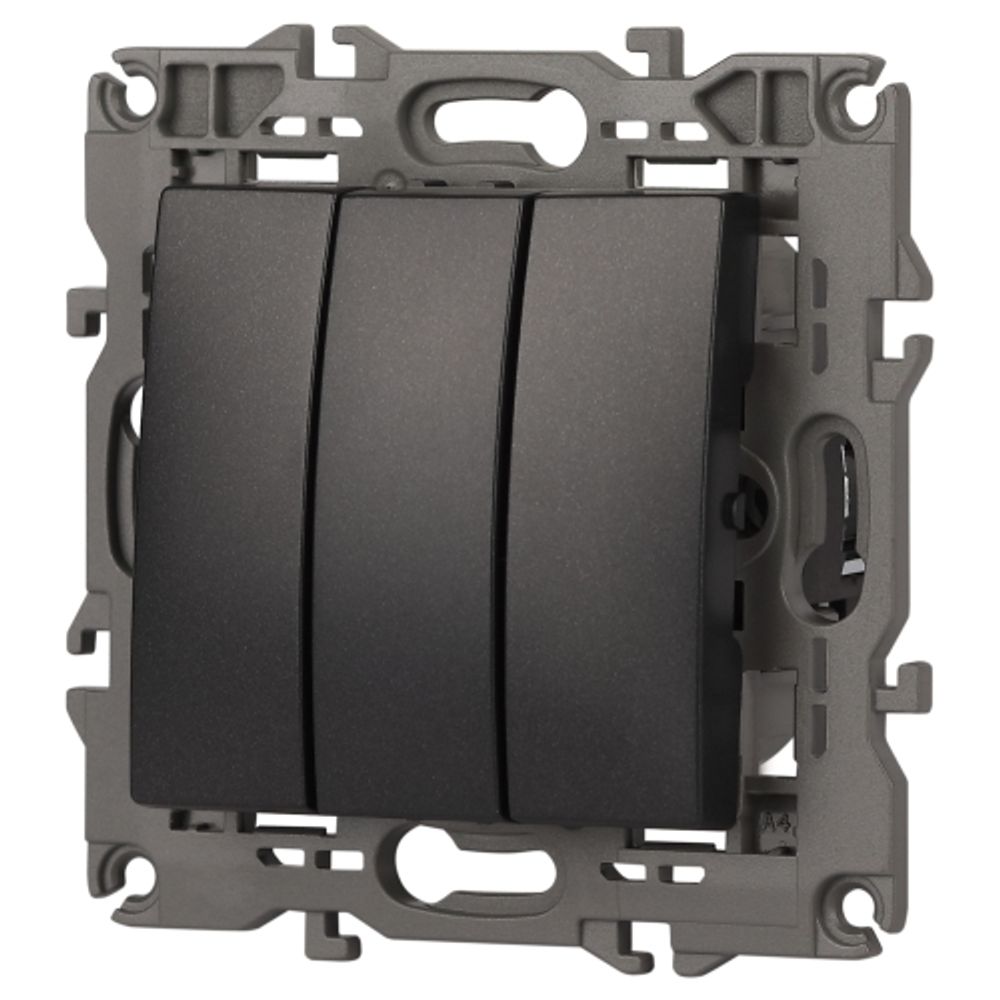 14-1107-05 ЭРА Выключатель тройной, 10АХ-250В, IP20, Эра Elegance, антрацит | Elegance Антрацит