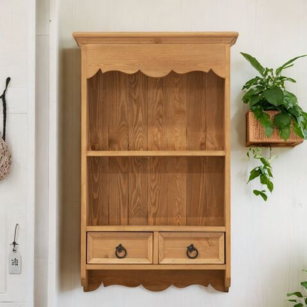 Шкаф навесной Прованс 2 ящика для кухни и ванной из массива сосны, бежевый