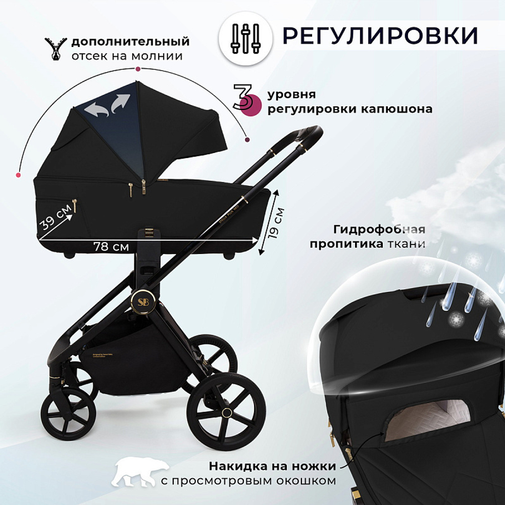 Детская коляска Sweet Baby Stella Plus Neo 3 в 1 Black