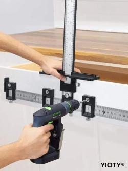 YICITY Локатор отверстий с металлической линейкой, Шаблон для сверления, 410мм х 310мм, кондуктор для сверления мебельный