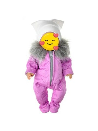 Зимний комбез цикамен и шапка для куклы ростом 43 см (987)